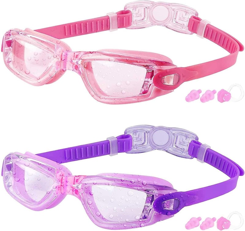 COOLOO Kids Swim Goggles, 2 Packs Swimming Goggles for Kids Girls Boys and Child Age 4-16 - Image 1